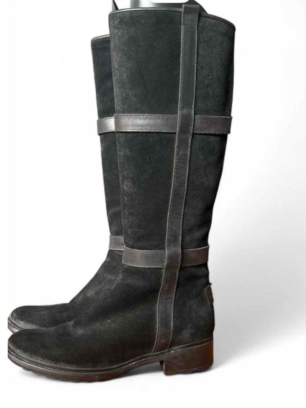 Hunter Willingen Black Suede and Leather  Harness Tall Boots